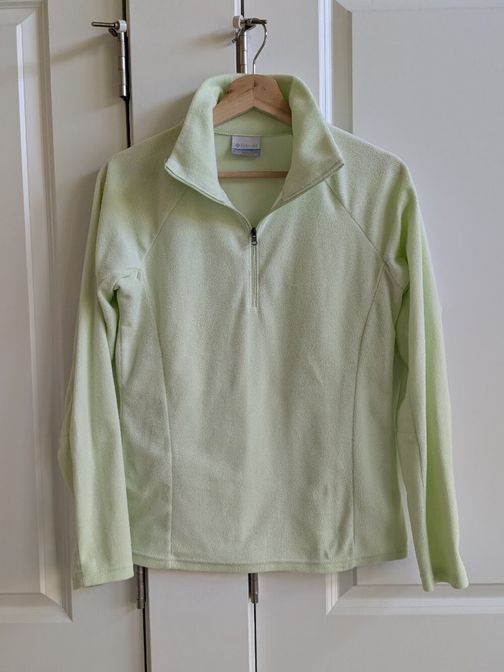 Columbia Fleece Pullover Women XS Green Lightweight 1/4 Zip Hiking Base Layer